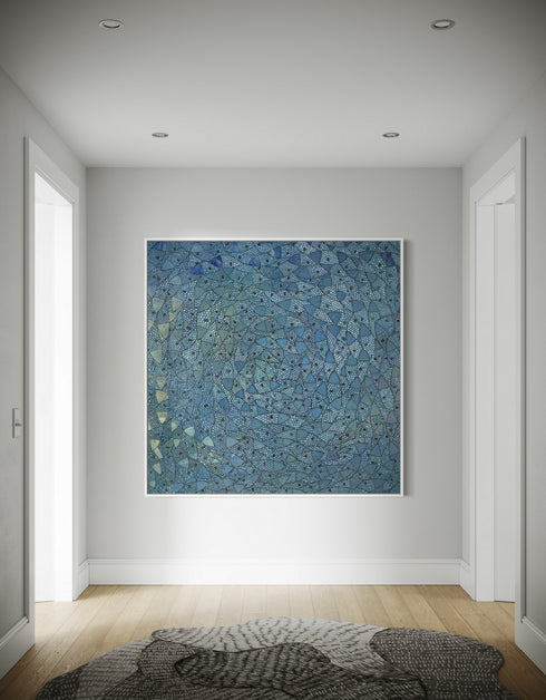 Blue Sardines | Framed Giclee Print on Canvas